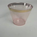 Nervure 175PCS Pink with Gold Rim Disposable Plastic Plates Set: 25 Dinner Plates,25 Dessert Plates, 25 Forks,25 Knives, 25 Spoons, 25 Cups,25 Napkins & Mother's Day