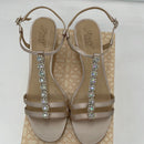 Jewel Badgley Mischka Women's Farah Wedge Sandal, Champagne, 10