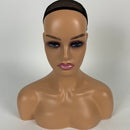 Realistic Female Mannequin Head With Shoulders Mannequin Head for Wigs Display Manikin Head Bust for Wigs,makeup,beauty Accessories (Light Brown)