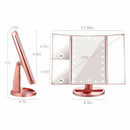 Makeup Vanity Mirror with LED Lights, 1X/2X/3X Magnification, 21 Led Lighted Mirror with Touch Screen,180° Adjustable Rotation, Portable Trifold Mirror