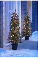 Pre-Lit 4' Porch Pine Set - Clear Lights Green